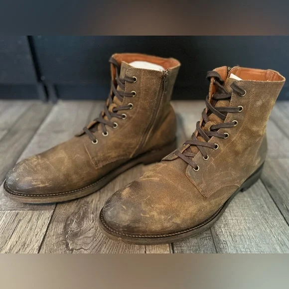 FRYE Men's Brown Leather Lace Up Boots Size 12 - Picture 3 of 14